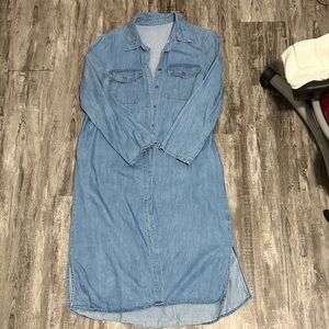 Denim Long Sleeve Shirt Dress